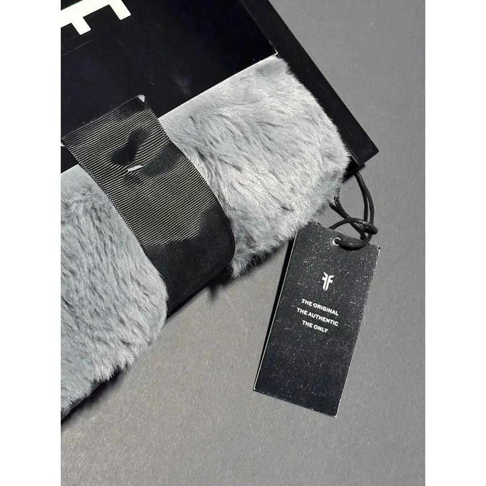 FRYE Faux Fur Throw Blanket 50 x 70” Reversible Grey Gray NWT TEXTURED Bubble